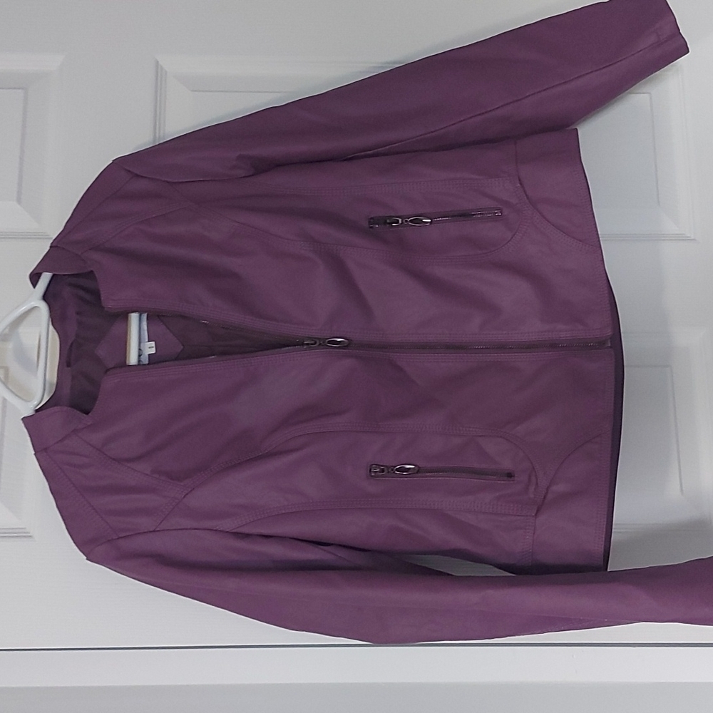 Cleo motto PVC jacket with zippered pockets